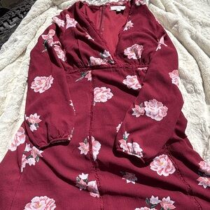 Floral Burgundy Dress